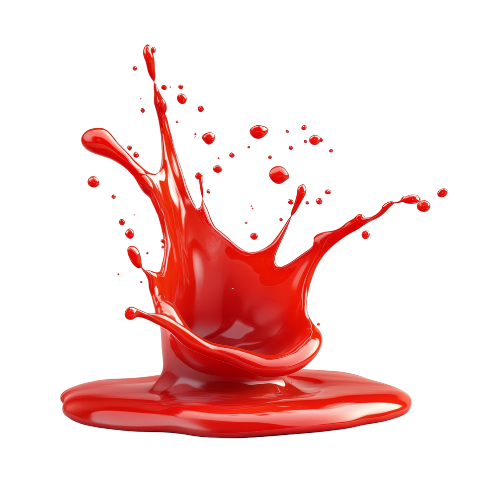 Bright red ketchup splash on a clean transparent background captures a moment of vibrant culinary creativity and fun, Ketchup Splash on transparent background png