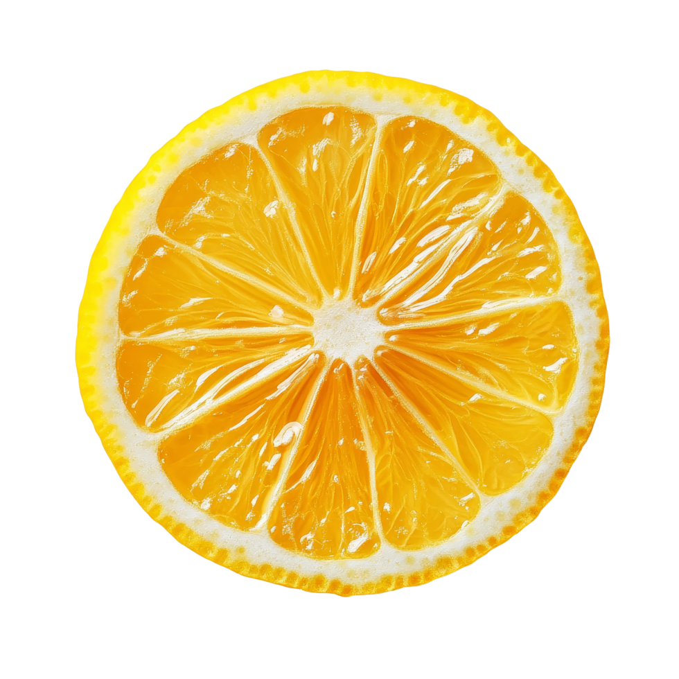 Freshly sliced lemon isolated against a clean transparent background for culinary and design purposes, sliced lemon isolated on transparent background png