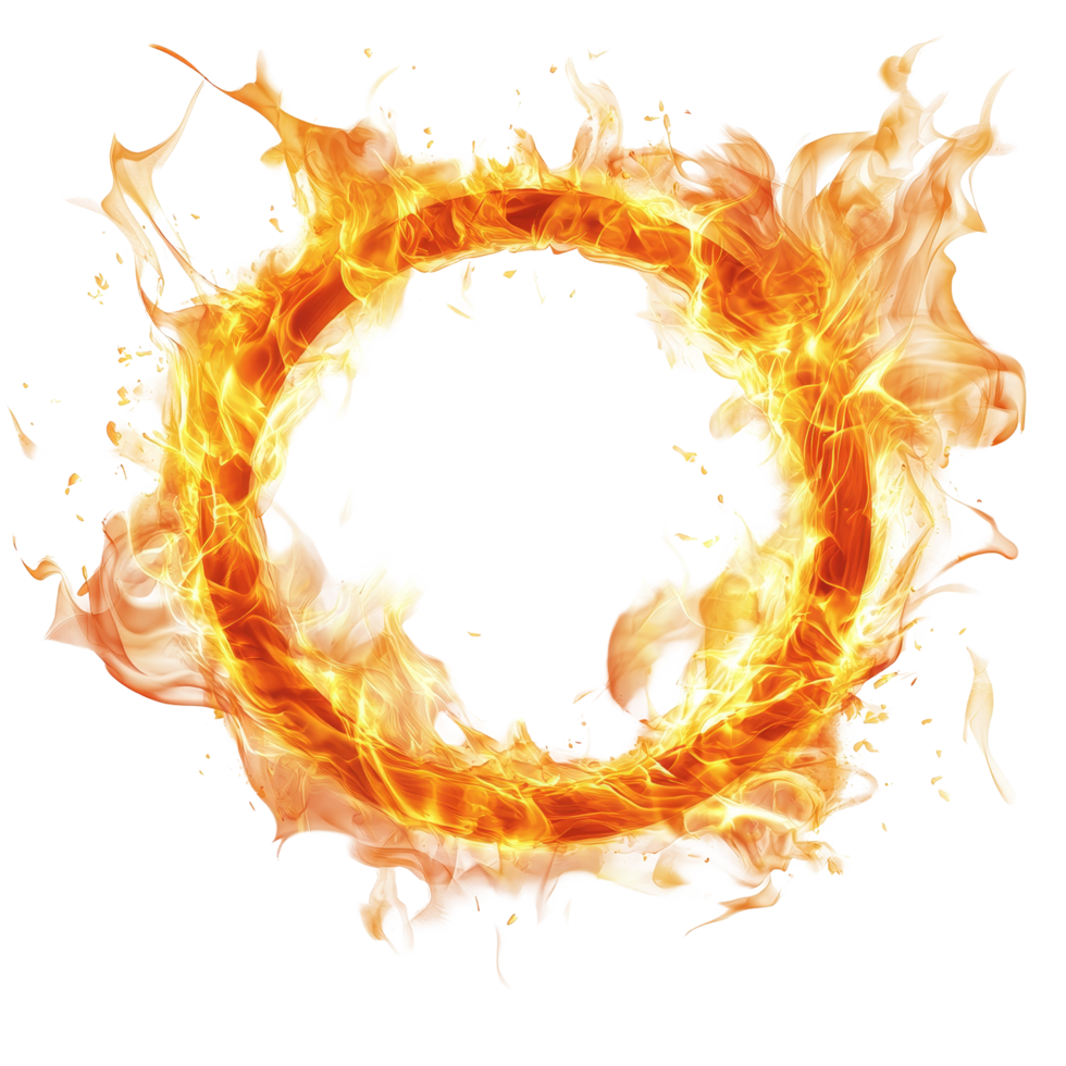 Realistic round flame on a transparent background creating a vibrant fire effect for design and artistic purposes, Realistic round fire flame transparent background. Round fire flame transparent png
