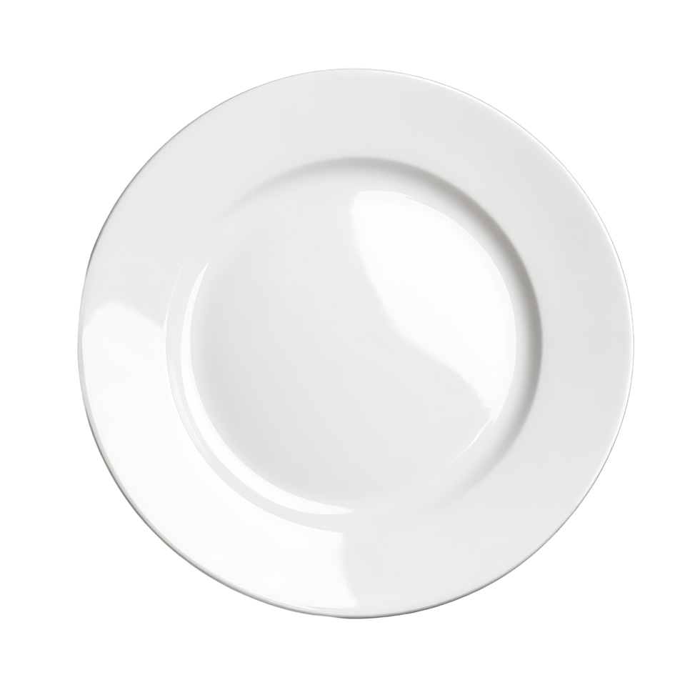 A minimalist transparent plate on a bright transparent background perfect for showcasing culinary creations or dining settings, transparent plate isolated on transparent background png