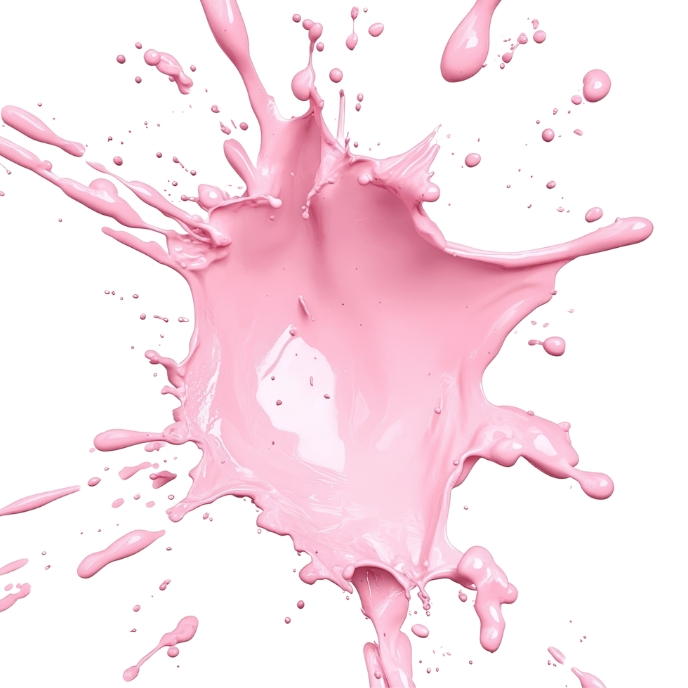 A vibrant pink paint splash creates a dynamic visual on a stark transparent background, emphasizing artistic expression, Pink Paint Splash on transparent background png