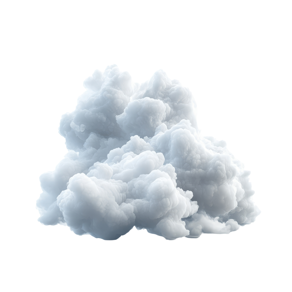 Fluffy transparent cloud floating against a bright transparent background in a serene composition, 3D transparent Cloud isolated on transparent background png