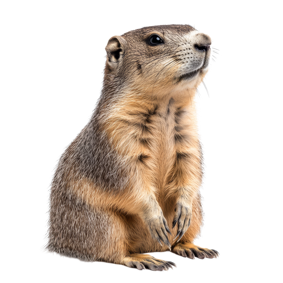 This playful marmot stands upright on its hind legs, revealing its inquisitive nature, Marmot on transparent background png