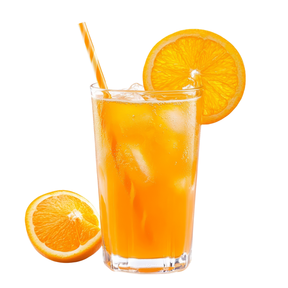 Refreshing orange crush cocktail served in a glass with ice and garnished with a slice of orange on a transparent background, orange crush cocktail isolated on transparent background png