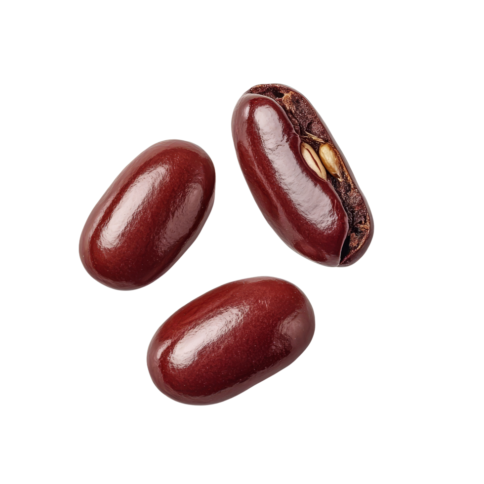 Fresh red beans isolated on a clean transparent background highlighting their color and shape, Red bean isolated on transparent background png