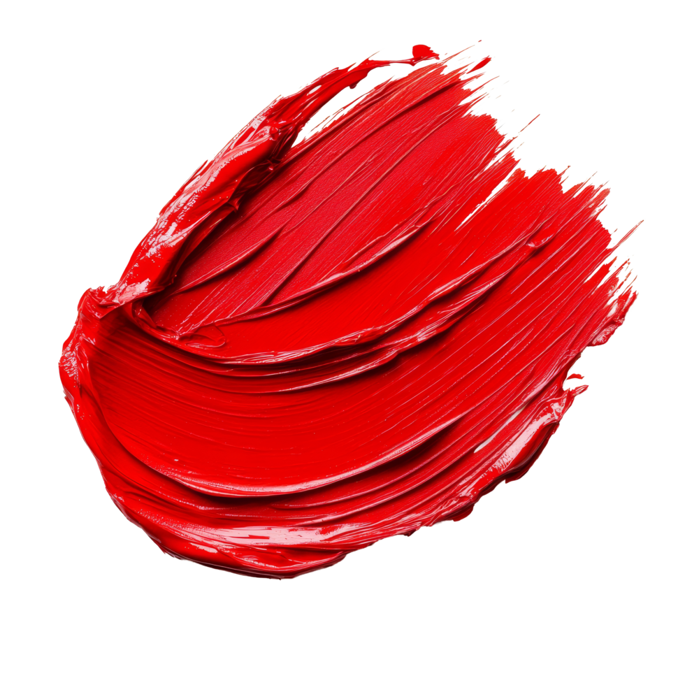 Vibrant red paint applied smoothly on a fresh transparent background showcasing artistic creativity and color, Red paint isolated on transparent background png