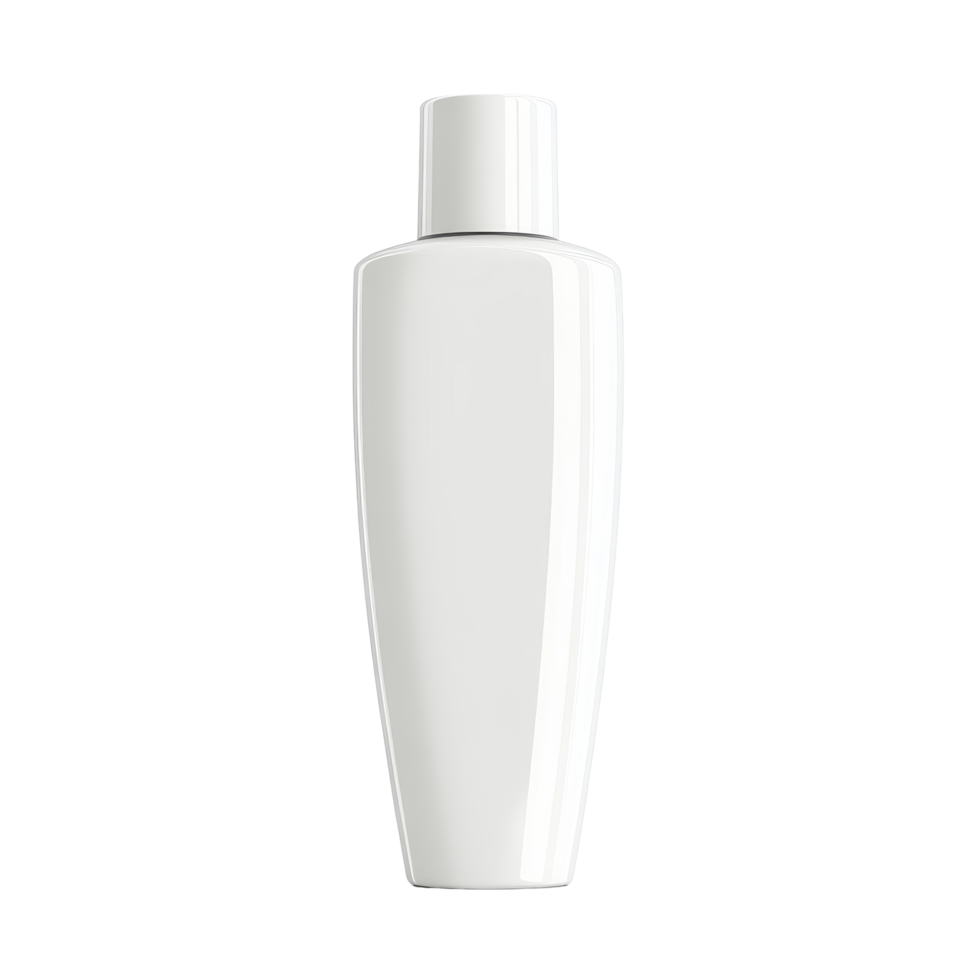 Blank transparent cosmetic bottle with a smooth finish on a bright transparent background, Blank cosmetic bottle on transparent background. Empty cosmetic packaging bottle transparent background png