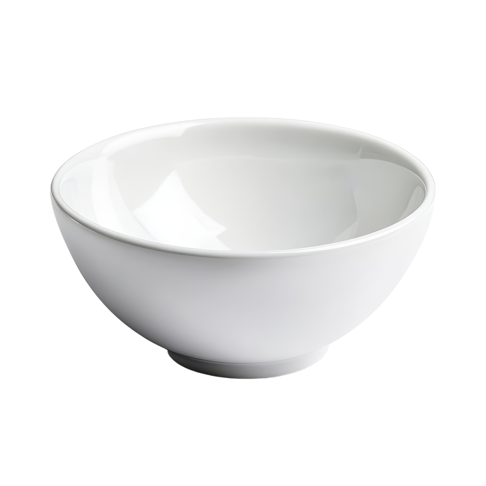 Ceramic transparent bowl isolated on a plain transparent background highlighting its simple design and elegance for a modern kitchen setting, ceramic transparent bowl isolated on transparent png