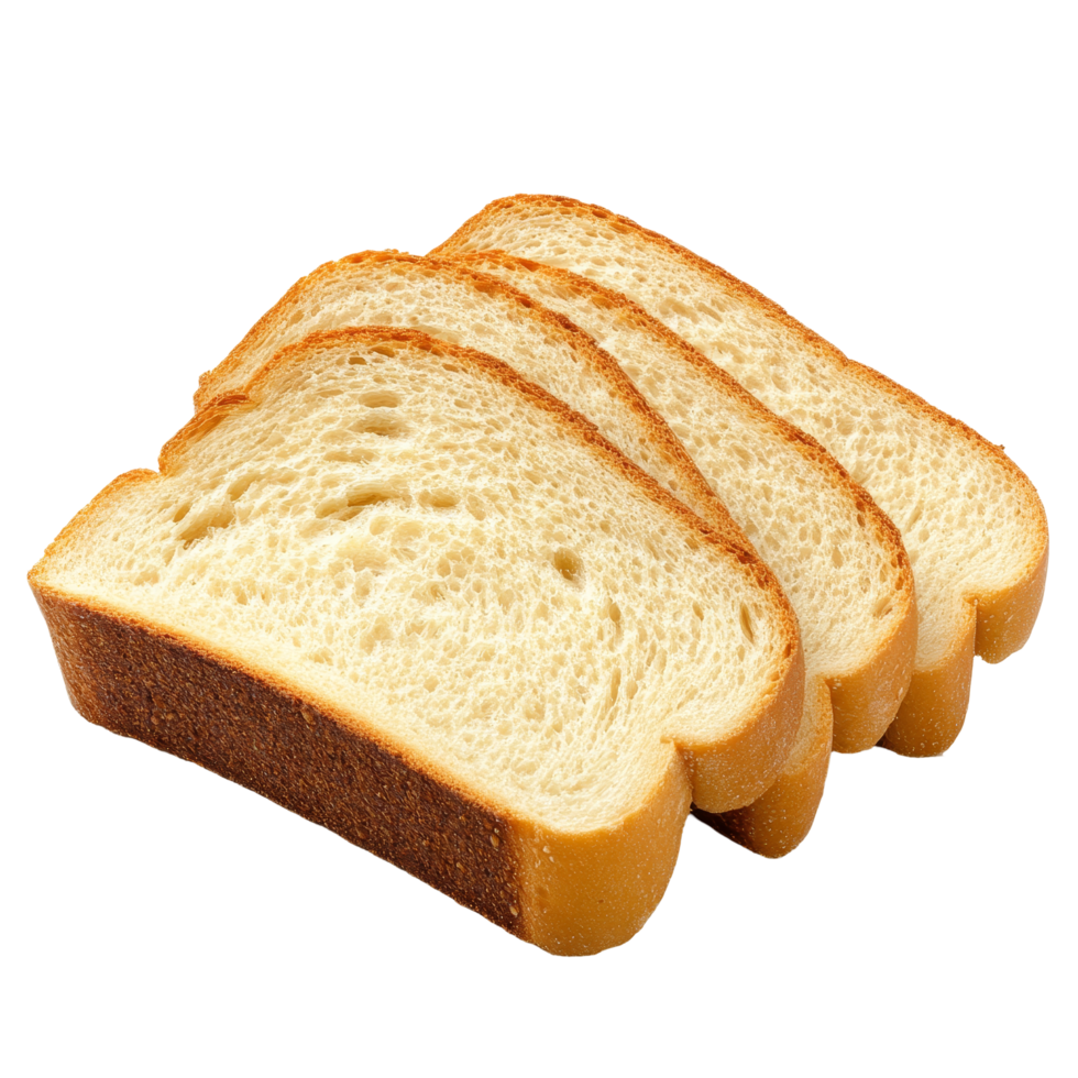 Freshly sliced bread on a clean transparent background ideal for sandwiches and toast in any kitchen setting, Sliced of bread isolated on transparent background png