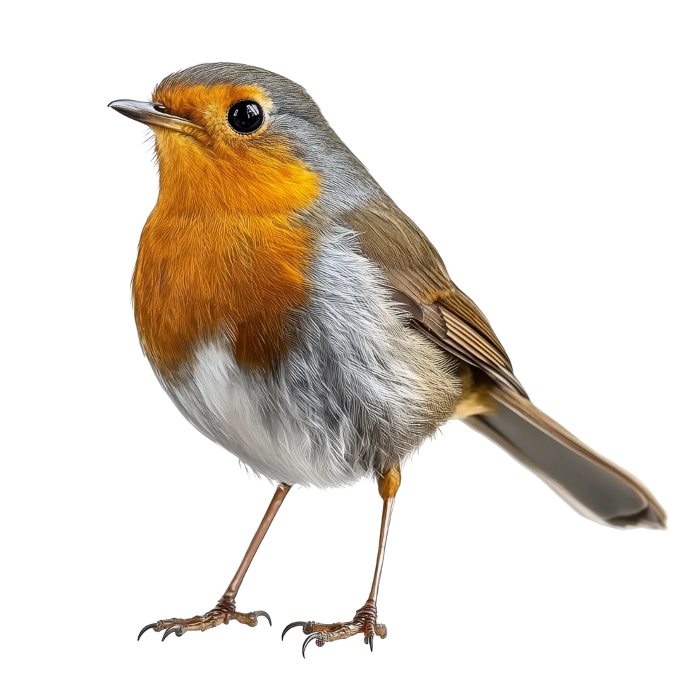 A charming robin stands gracefully on a transparent background, showcasing its vivid colors and delicate features, robin on transparent background png