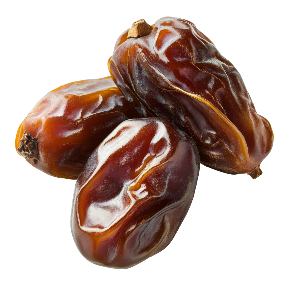 Fresh and plump dates isolated on a transparent background highlighting their rich texture and natural sweetness, dates isolated on transparent background png