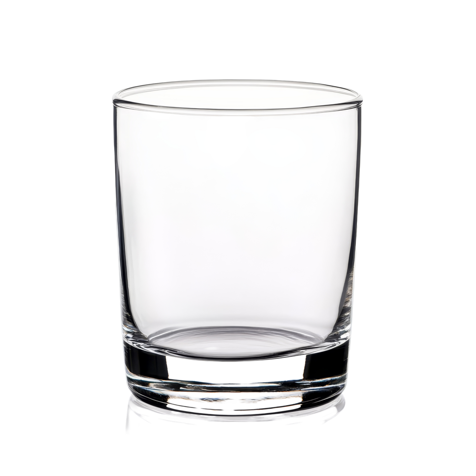 Empty glass in a front view isolated against a clean transparent background for minimalist design and styling options, Front view of empty glass isolated on transparent background png