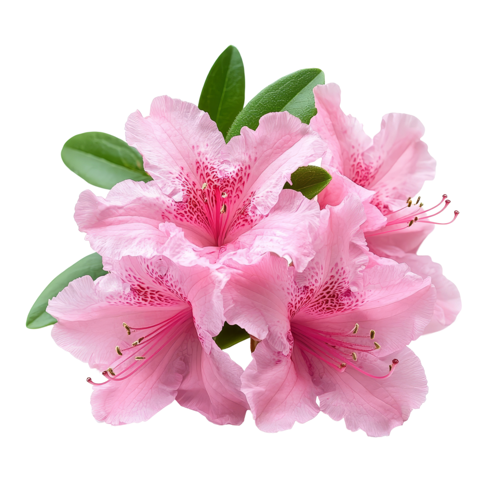 Delicate azalea flowers in soft pink, isolated on a clean transparent background for vibrant display, Azalea flowers isolated on transparent background png