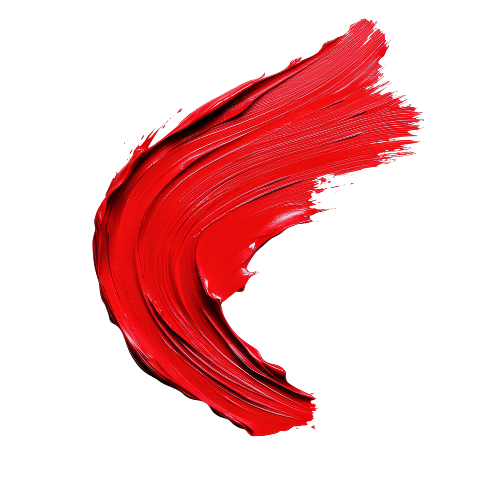 Twisted red paint brush stroke isolated on a clean transparent background for artistic design and inspiration, twisted red paint brush stroke isolated on transparent background png