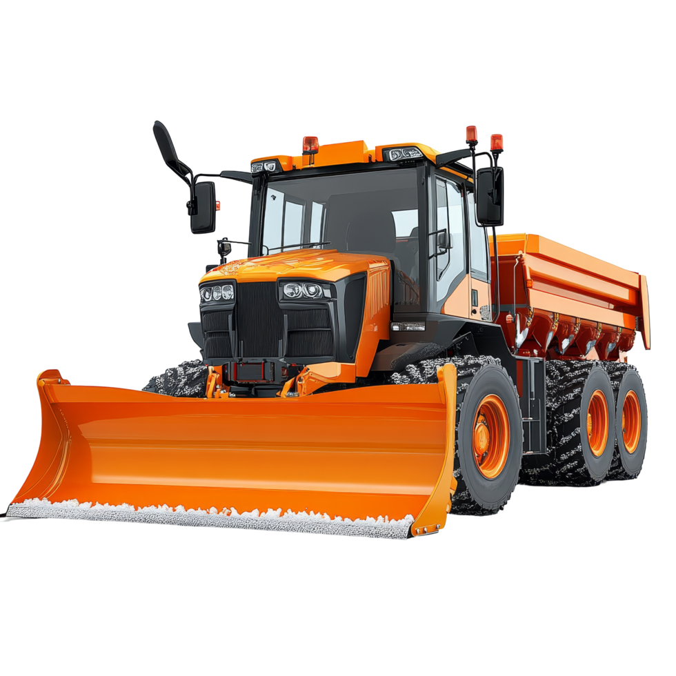 Snowplow clearing snow on transparent background during winter cleanup activities, Snowplow on transparent background png