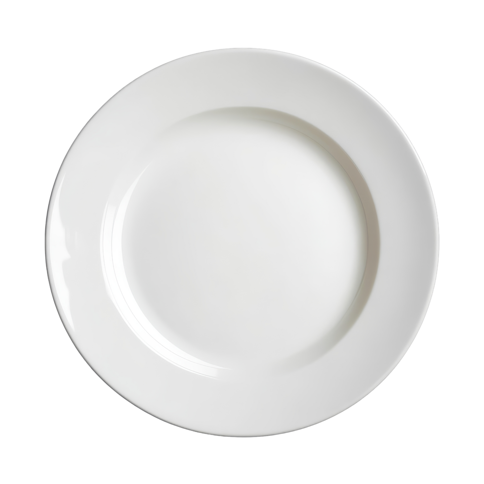 A top view of a clean, empty transparent plate on a transparent background highlighting its simplicity and elegance, top view empty transparent plate on transparent background png