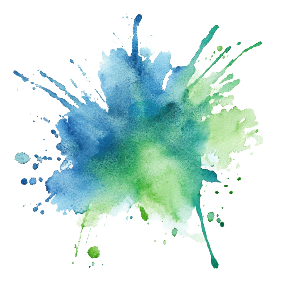 Vibrant bluegreen watercolor splash on transparent adds a playful touch to designs, green water splash isolated on transparent background png