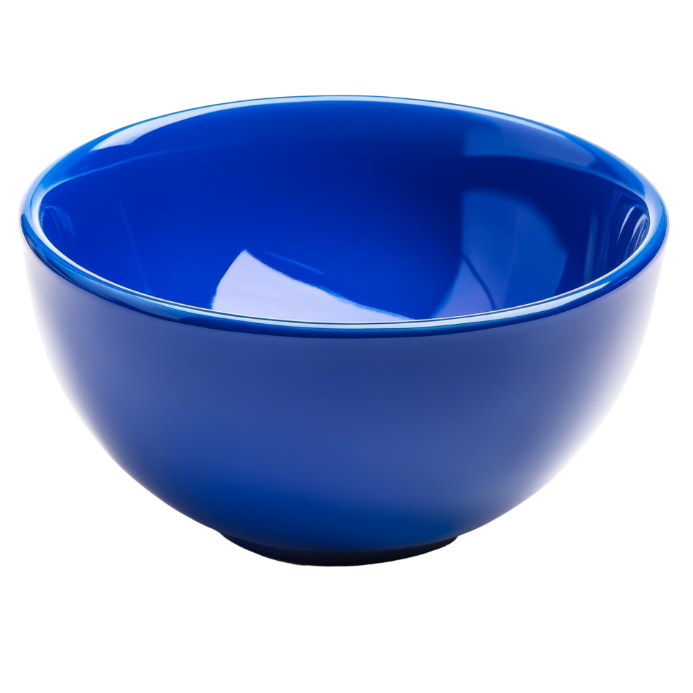 A vibrant blue bowl sitting alone against a clean transparent background for artistic presentation, blue bowl isolated on transparent background png