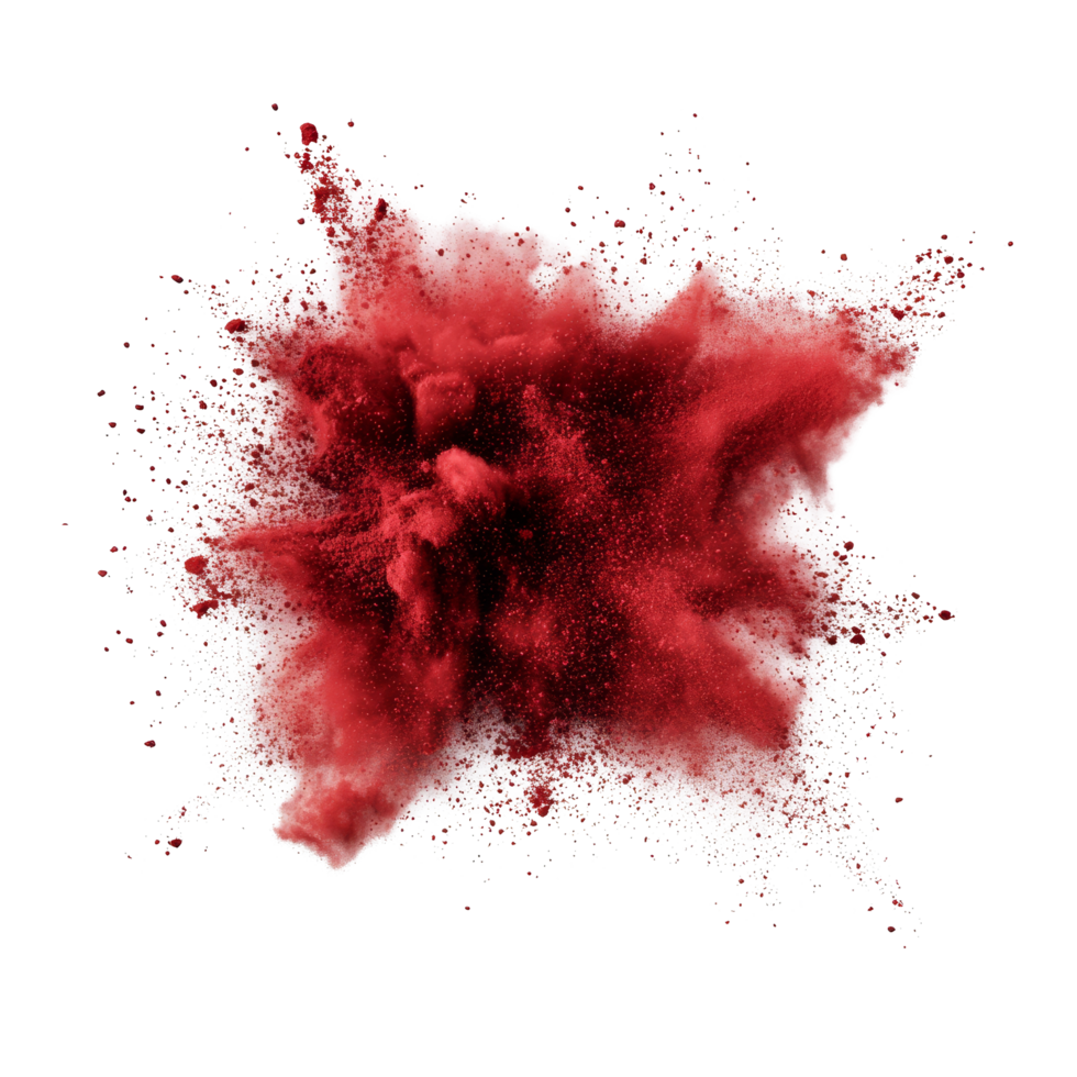 Maroon colored powder explosion isolated on a transparent background creating a vibrant cloud effect, maroon color powder pulver explosion isolated on transparent background png