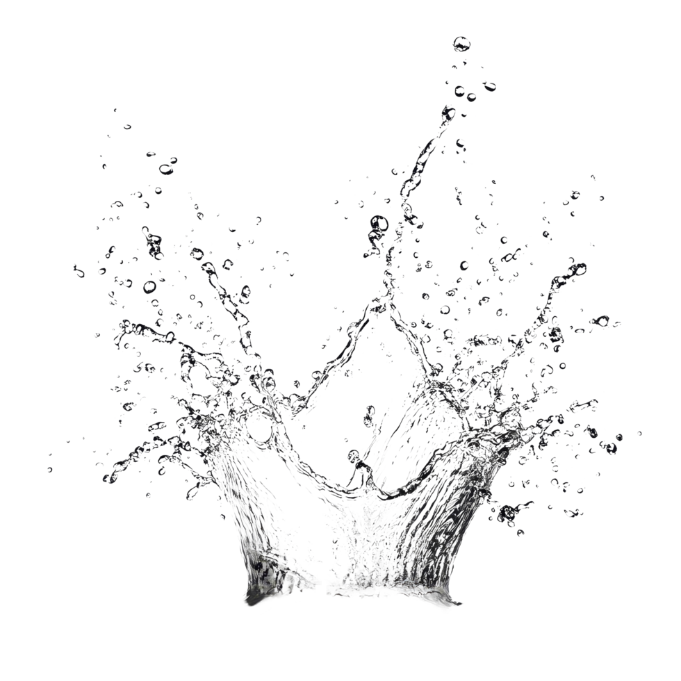 A stunning splash of flowing water creating beautiful droplets in an isolated setting, Flowing water splash isolated png