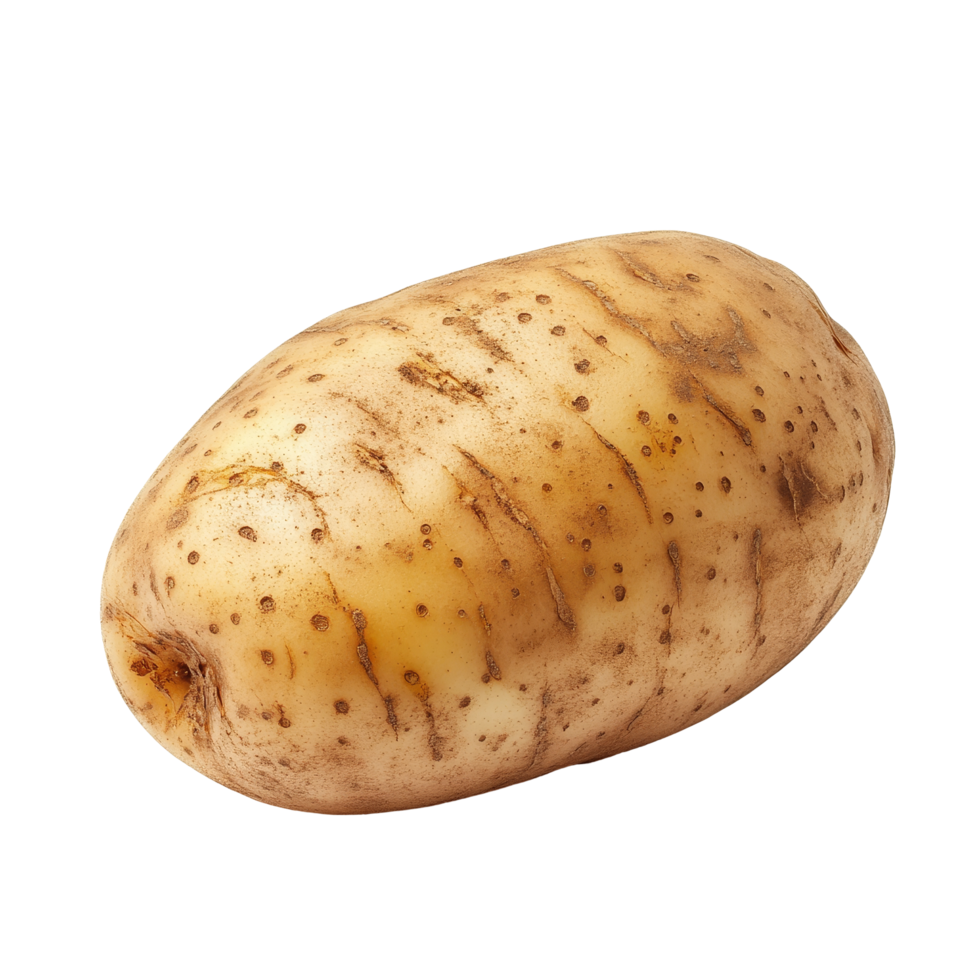 Fresh potato on a clean transparent background showcasing its natural texture and color, perfect for cooking and recipes, potato on transparent background png