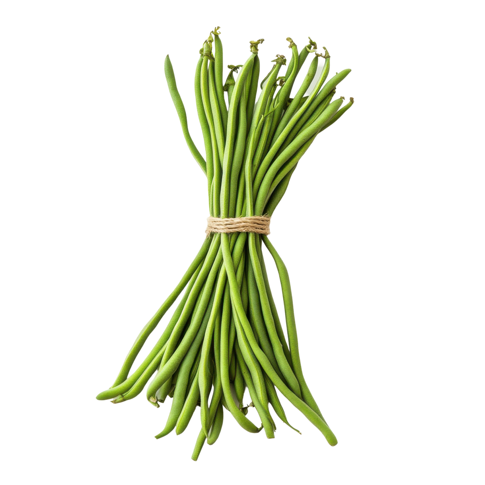 Fresh long beans arranged in a bundle, isolated on a Transparent background for culinary presentation, Long beans isolated on background png