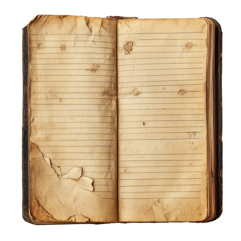 Vintage ▾ taccuino con anziano pagine e semplice Linee isolato su un' trasparente sfondo per creativo uso, vecchio Vintage ▾ taccuino con linee, isolato isolato su sfondo png