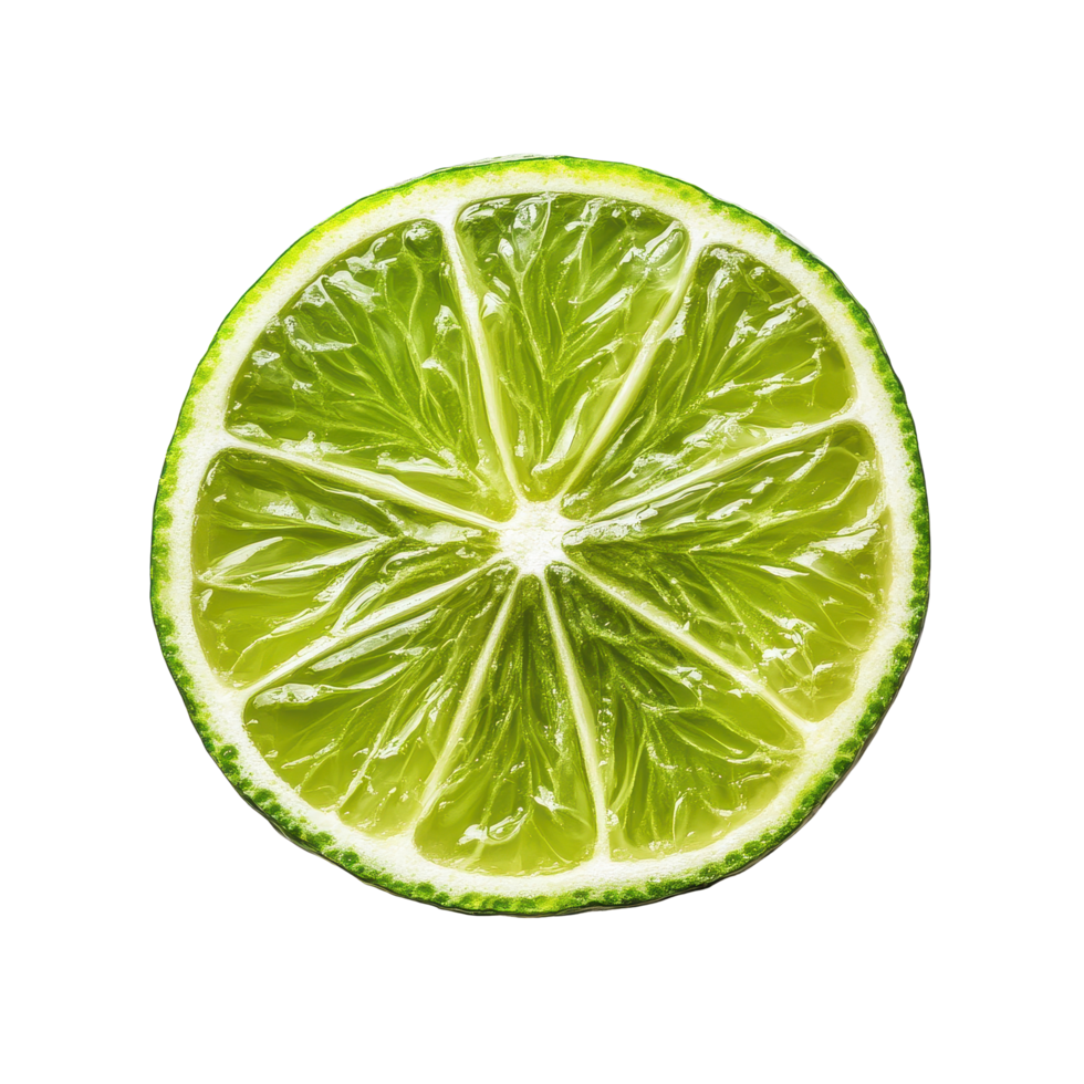 Fresh lime slice isolated on Transparent background showcasing vibrant color and juicy texture, Juicy slice and half lime isolated on background png