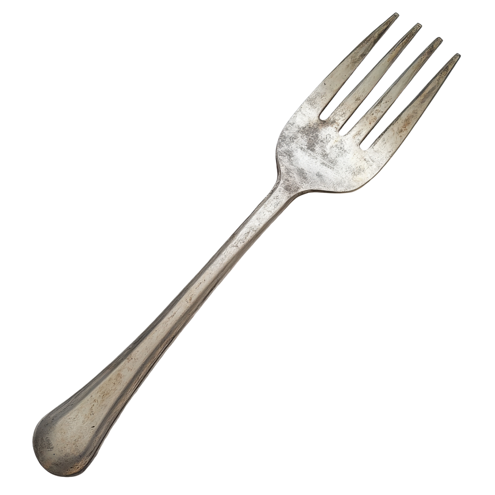 Silver garden fork on a white background ready for outdoor planting and soil preparation activities, Garden Fork, white background png