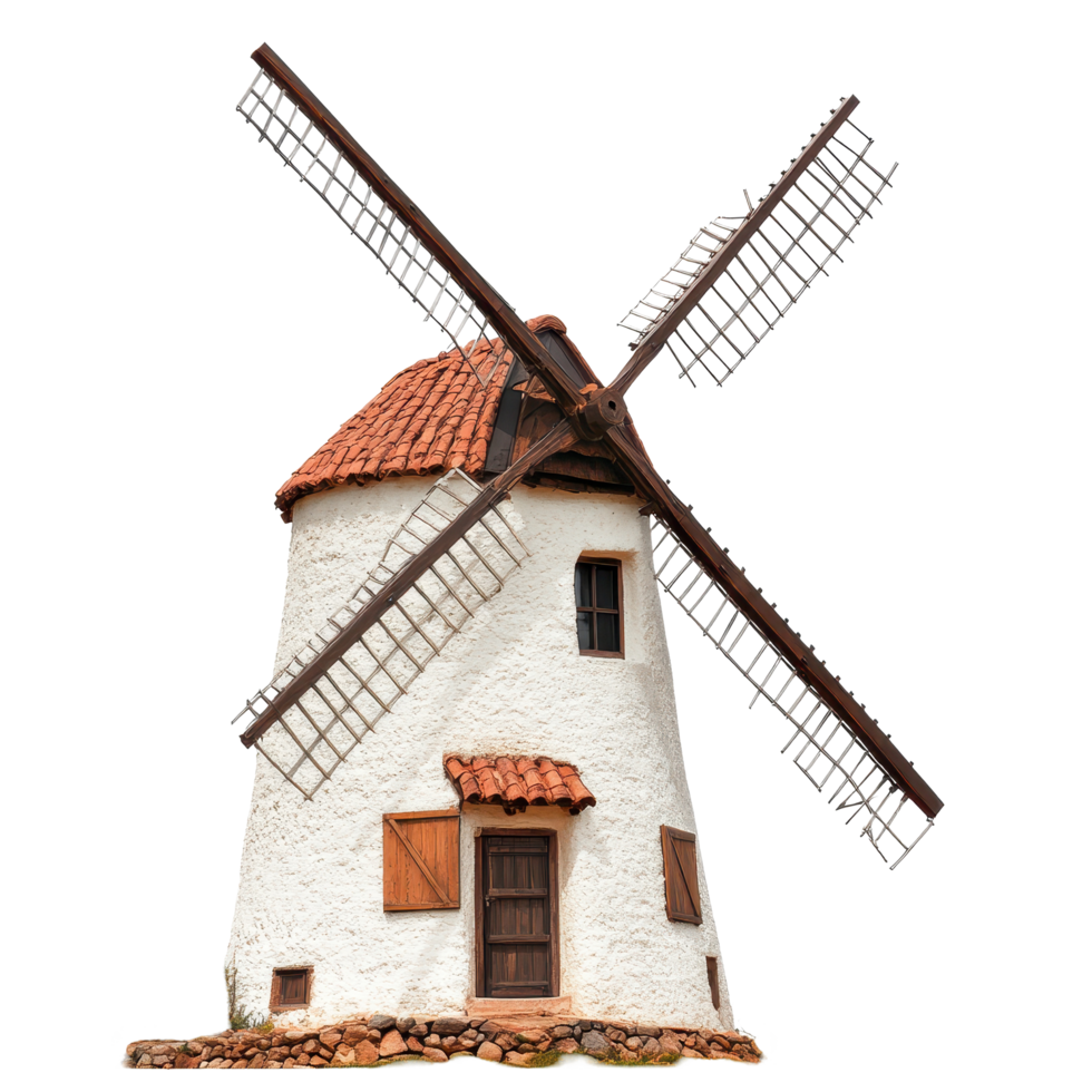 Isolated windmill standing on a Transparent background showcasing traditional architecture and design, Windmill isolated on background png