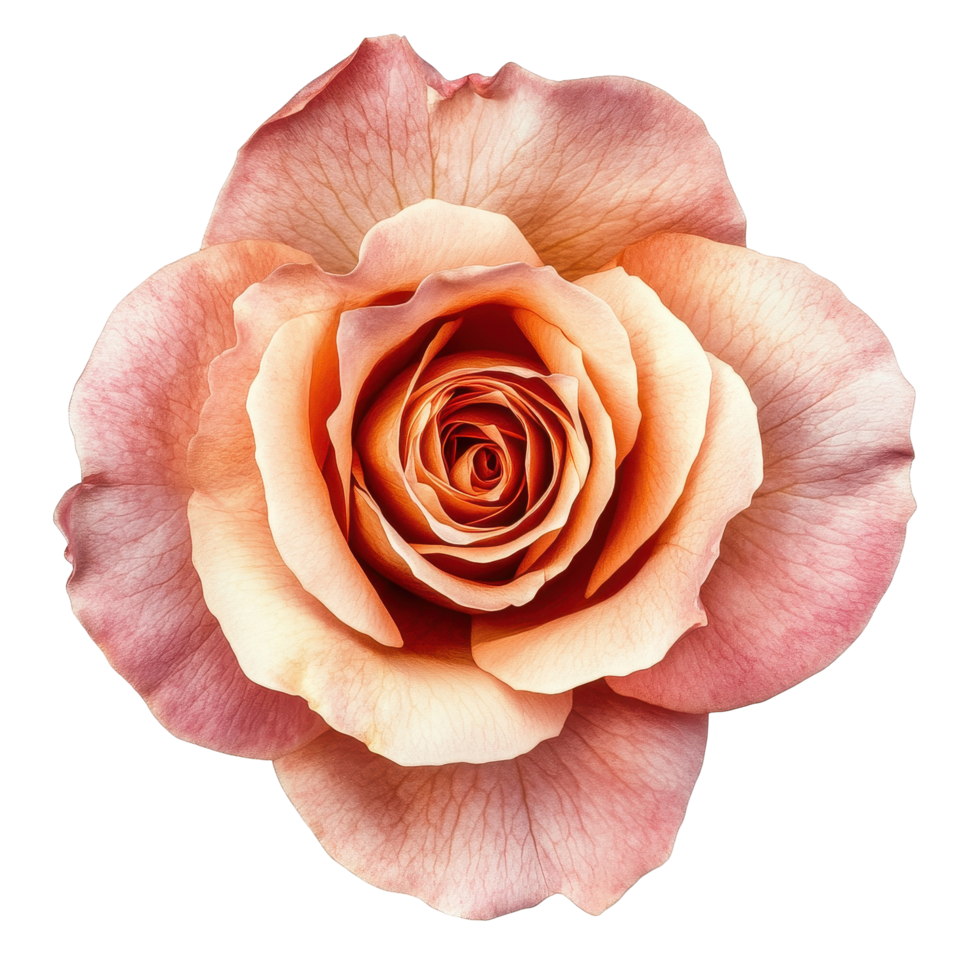 Beautiful rose in soft peach color showcasing delicate petals on a Transparent background, rose isolated on background png