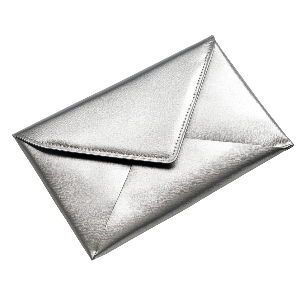 Luxurious silver envelope with elegant design perfect for special occasions and formal events, Silver Elegance A Luxurious Envelope, Transparent background png