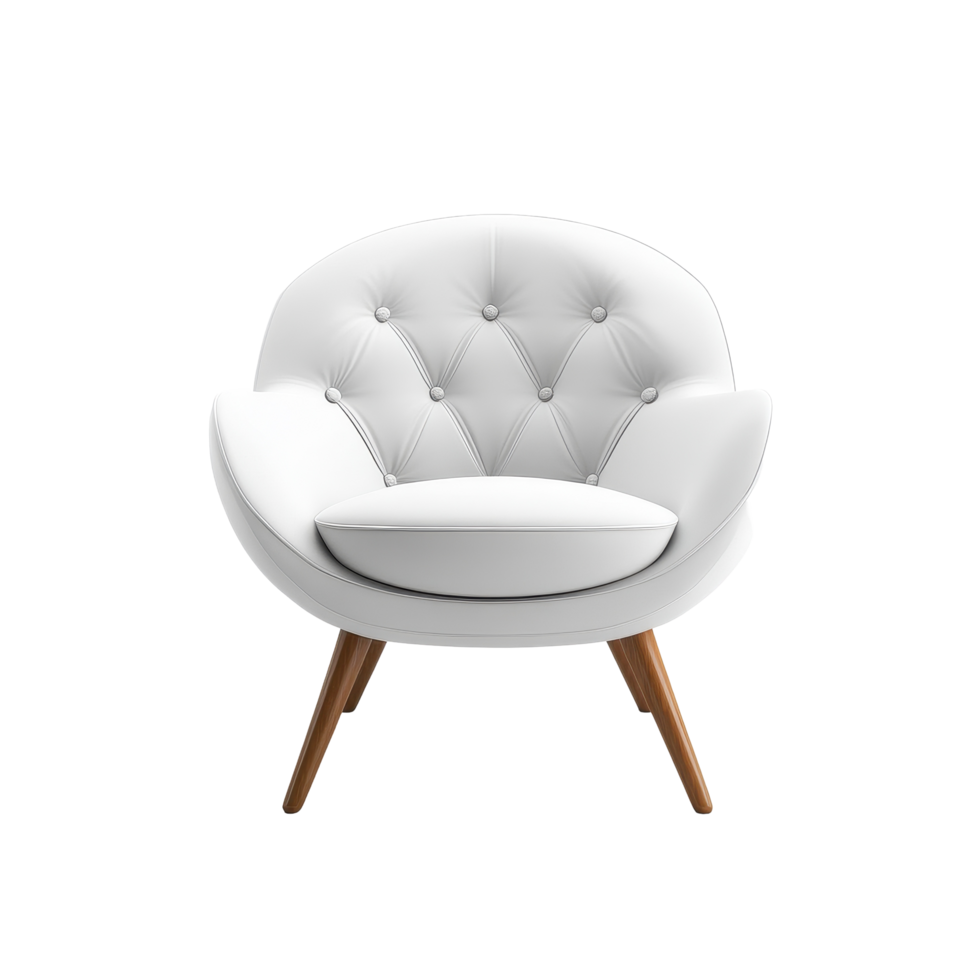 Modern armchair with tufted design isolated on clean Transparent background for stylish interior decoration, Modern armchair isolated on background png