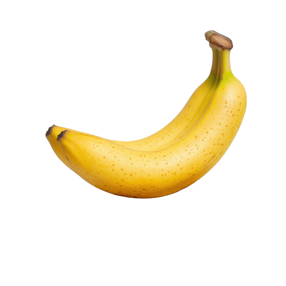 Ripe banana elegantly displayed on a wooden base against a light background with minimalistic design, ripe banana with a wooden top on a Transparent background png