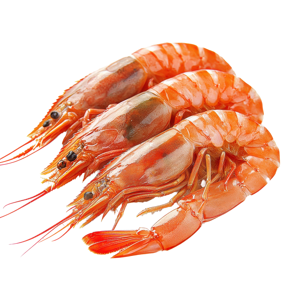 Fresh shrimps isolated on Transparent background showcasing vibrant colors and textures, shrimp isolated on background png