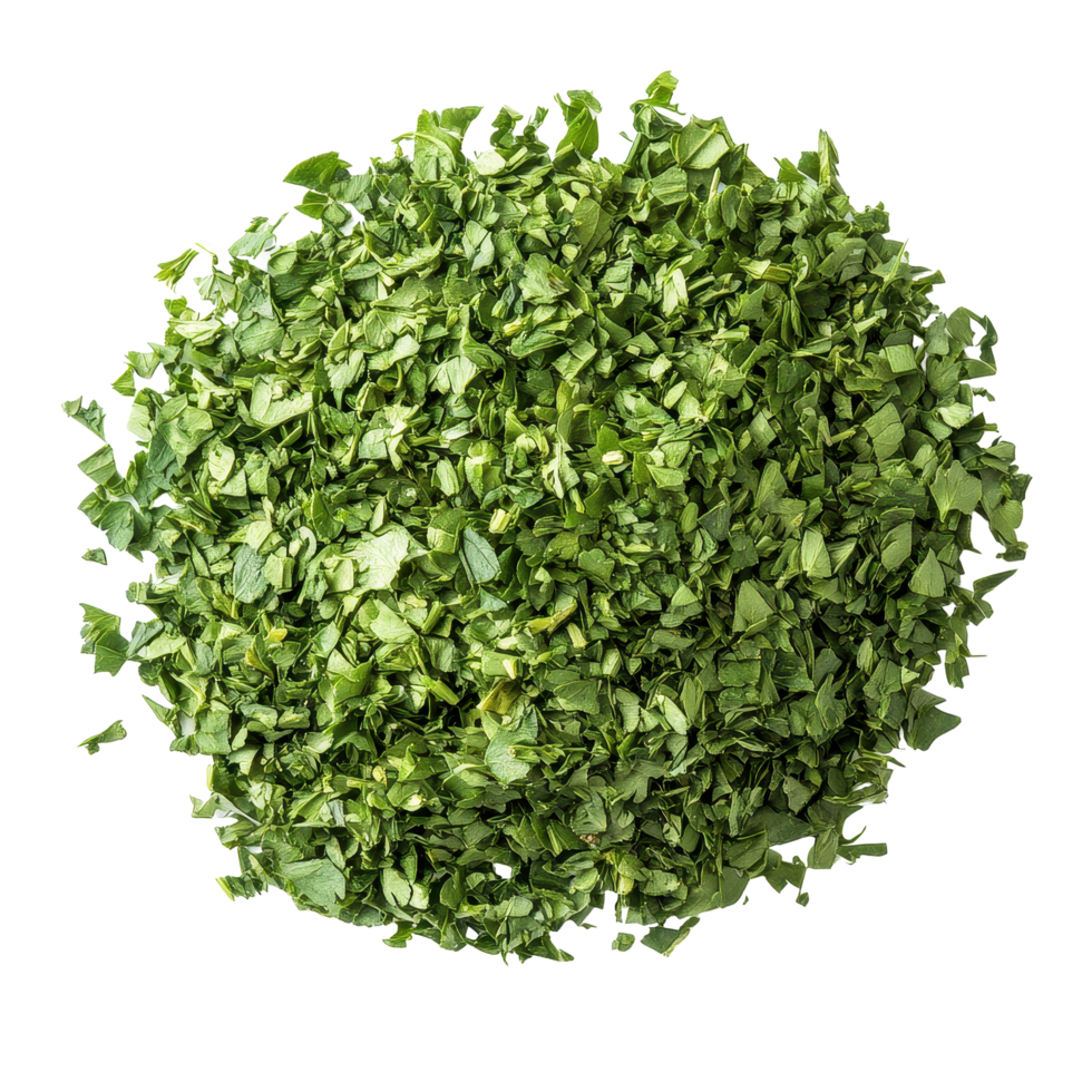 Dried parsley leaves arranged on a Transparent background for culinary uses in various dishes and recipes, Dried parsley isolated on background png