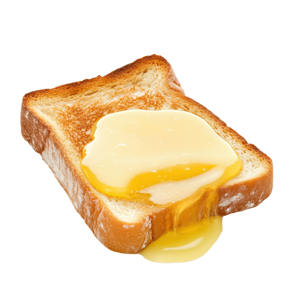 Deliciously toasted bread with melting butter on a pristine Transparent background, Toast with Melting Butter, background png