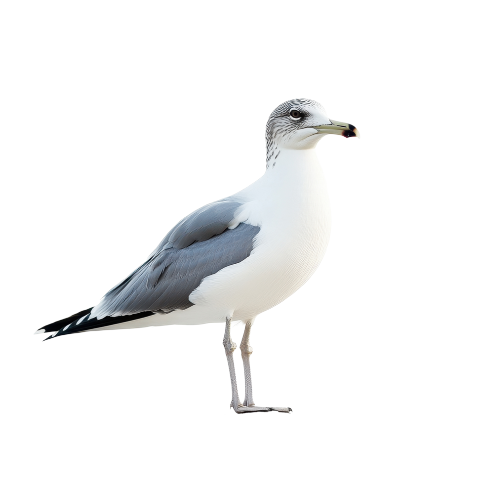 Seagull waits patiently on rock against a bright background in a coastal setting, typical seagull waiting for something isolated on White background png