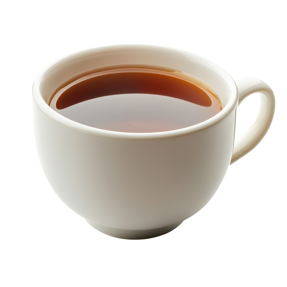 Rich cup of tea sits isolated on a Transparent background, showcasing its warm hue and inviting aroma, cup of teaisolated on background png