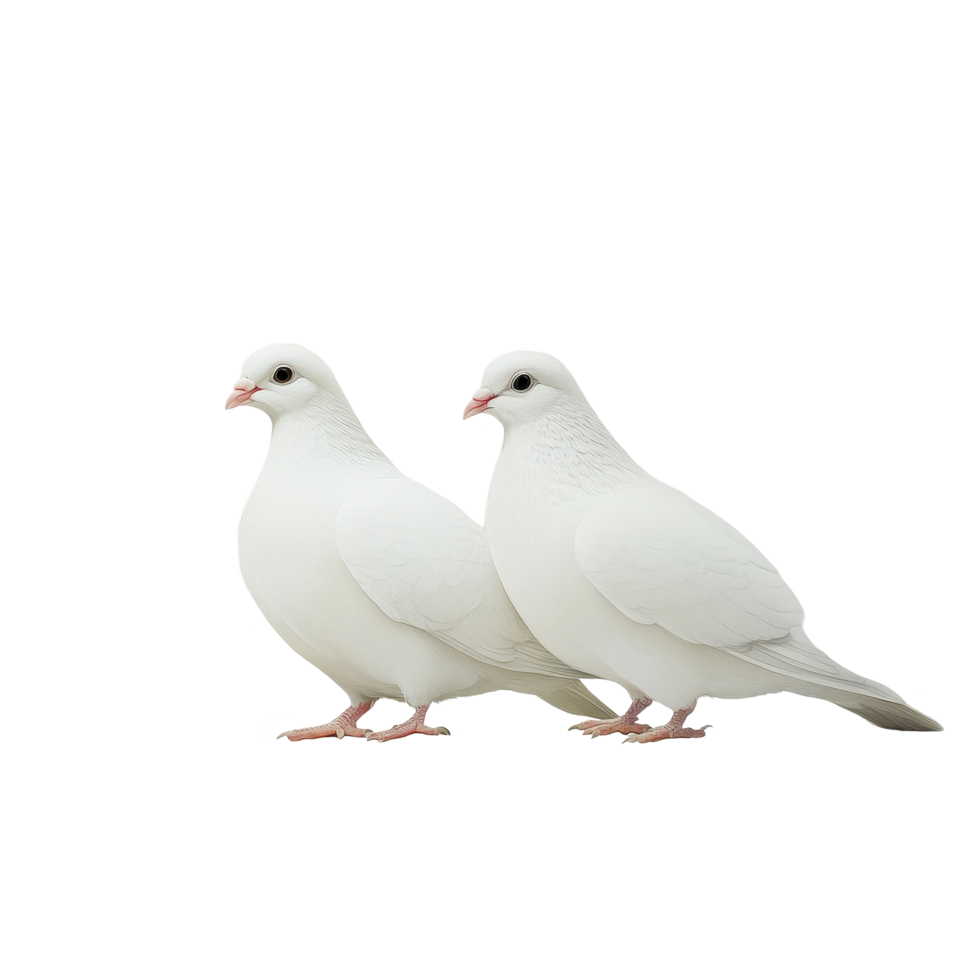 White doves standing peacefully on a soft Transparent background, symbolizing love and tranquility, Two White Doves background png