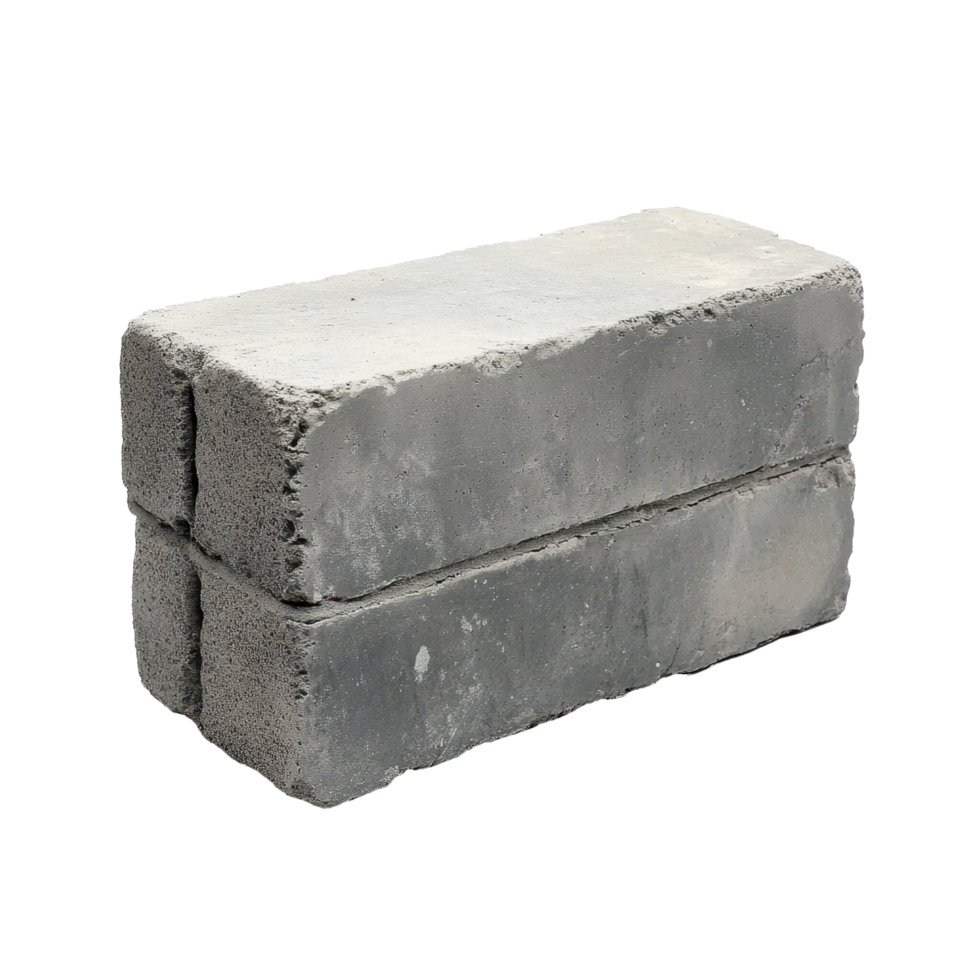 Solid gray cement brick provides strength and durability for construction projects, Gray cement solid brick isolated on white background png