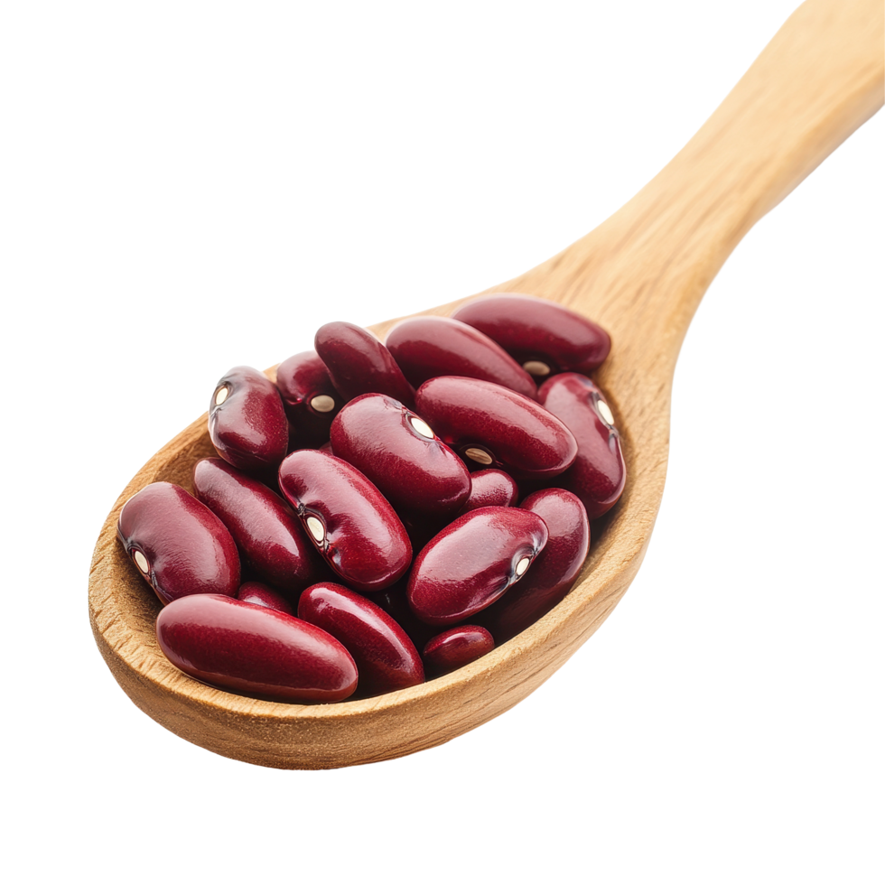 Rich red beans in wood spoon showcase healthy ingredients on Transparent background, red beans in wood spoon isolated on background png