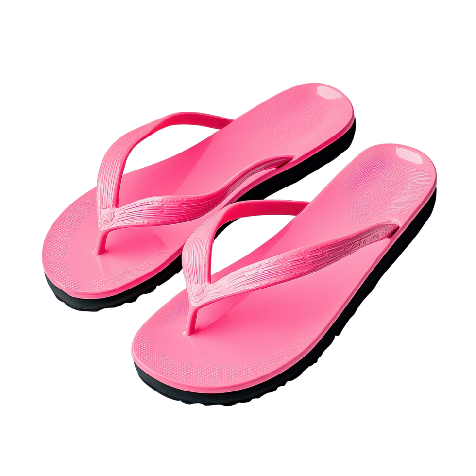 Bright pink flip flops on a clean Transparent background perfect for summer outings and beach activities, Pink flip flops isolated on background png