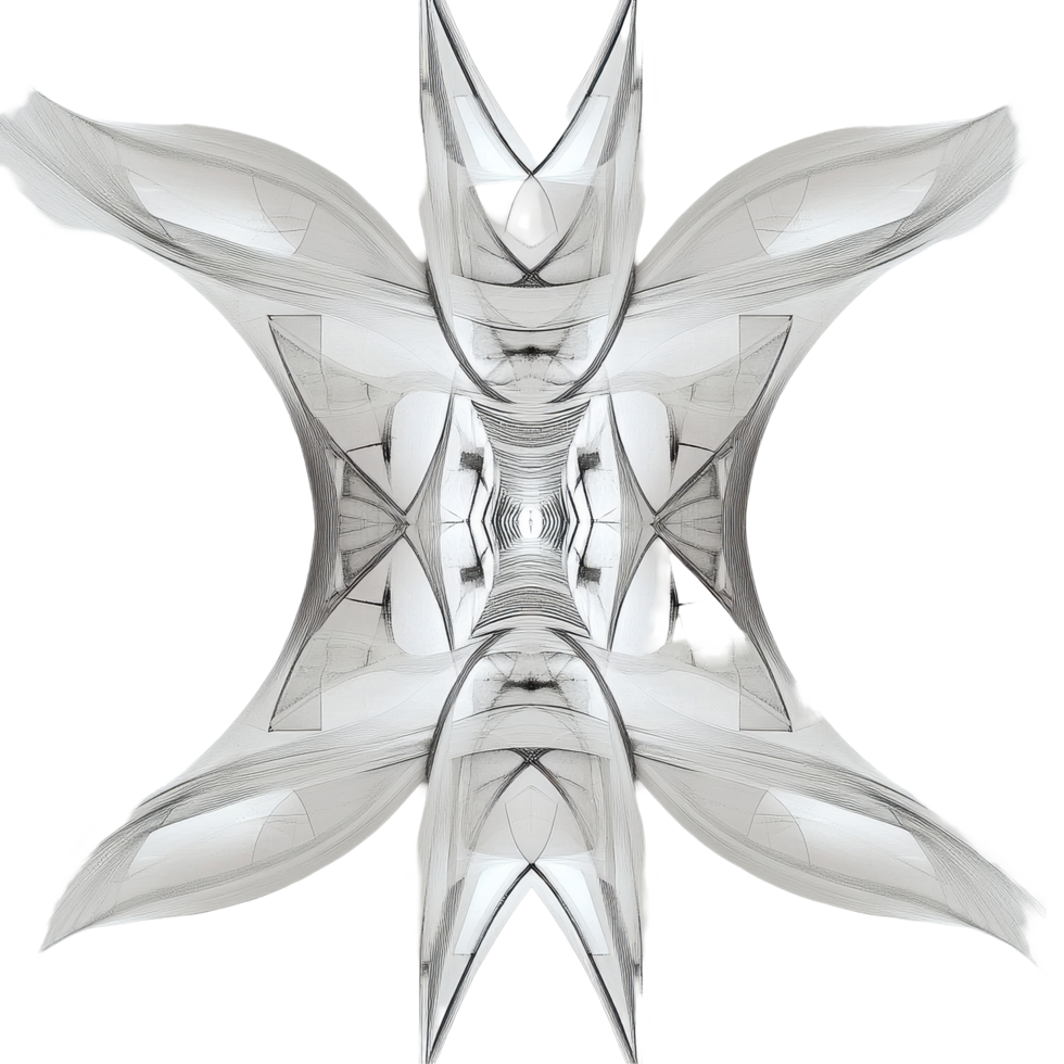 Symmetrical design showcasing intricate patterns with infinite reflections in a modern space, Infinite Reflections Artistic Symmetry in Design, white background png