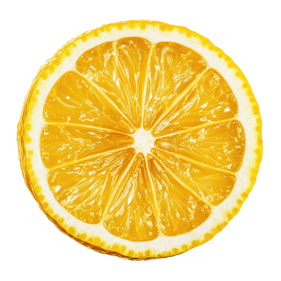 Fresh lemon slice on a pure Transparent background showcasing vibrant color and texture for culinary uses, Slice of lemon fruit isolated on background png