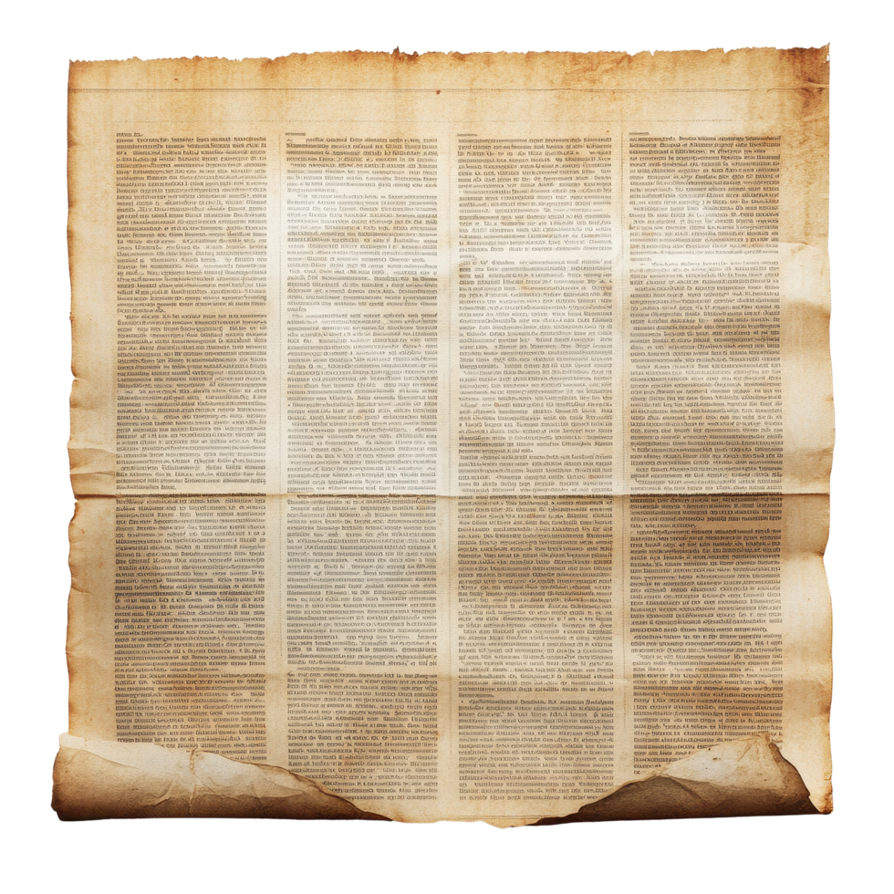Blank advertisement space in antique newspaper layout with aged texture and faded print, Blank advertisement place in Newspaper sheet isolated . png