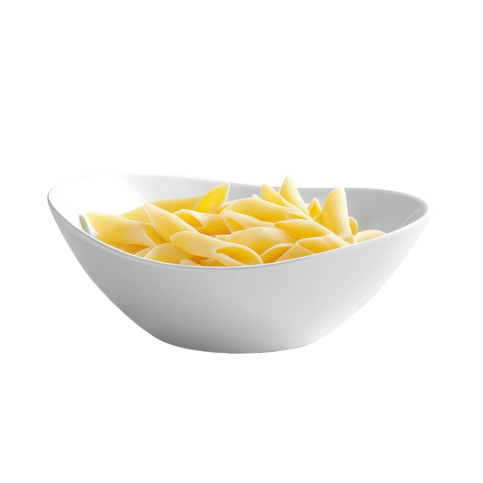 Freshly cooked pasta in a white bowl on a clean surface against a bright background, Pasta in white bowl isolated on Transparent background png