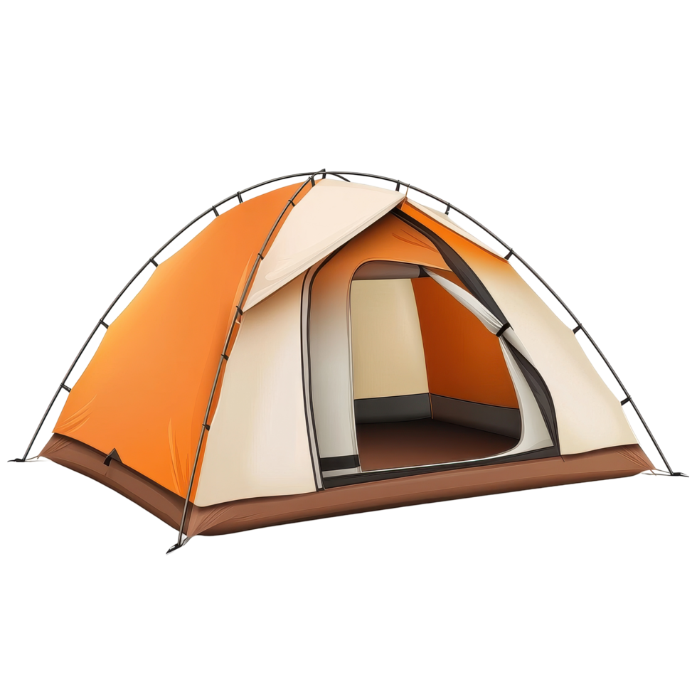Bright orange camping tent against a clean white background suitable for outdoor adventures, Camping tent on white background png