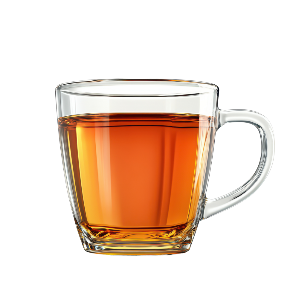Warm glass cup of tea isolated on white background inviting relaxation and enjoyment, Glass cup of tea isolated on white background png