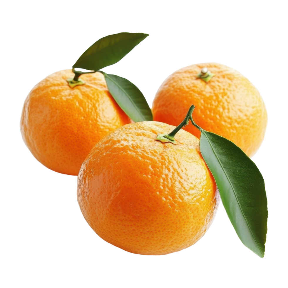Fresh tangerines with green leaves isolated on a clean Transparent background for healthy eating, Tangerines oranges isolated on background png